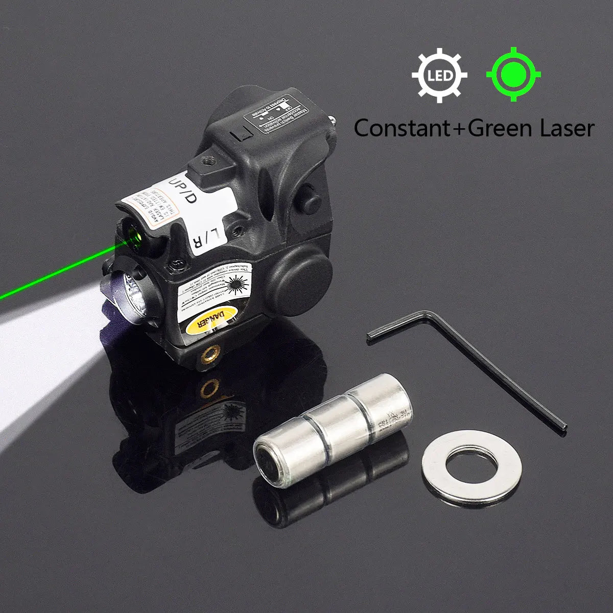 Lanterna laser infravermelha verde vermelha para pistola tática.
