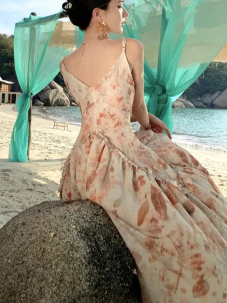 Vestidos com estampa floral para mulheres vestido longo