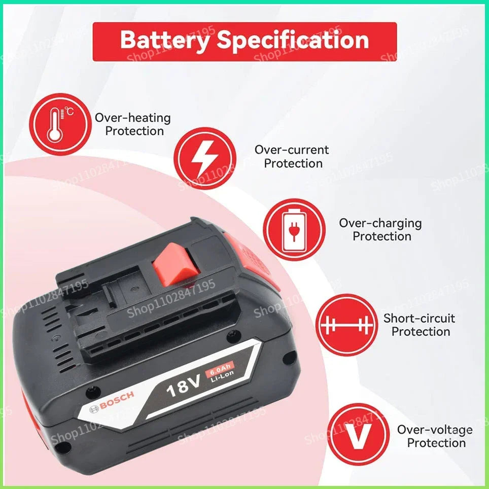 Bateria de lítio original BOSCH 18V, pacote de bateria Bosch 6.0AH.