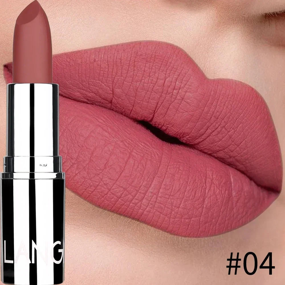 Batom matte bullet de 8 cores, à prova d'água, de veludo, duradouro, fácil de usar.