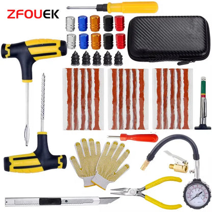 Kit de reparo de pneus de carro.