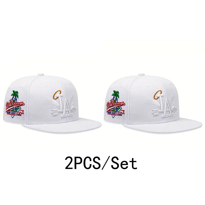 Boné de beisebol bordado unissex da moda LA, 1/2/3/4 peças, estilo snapback