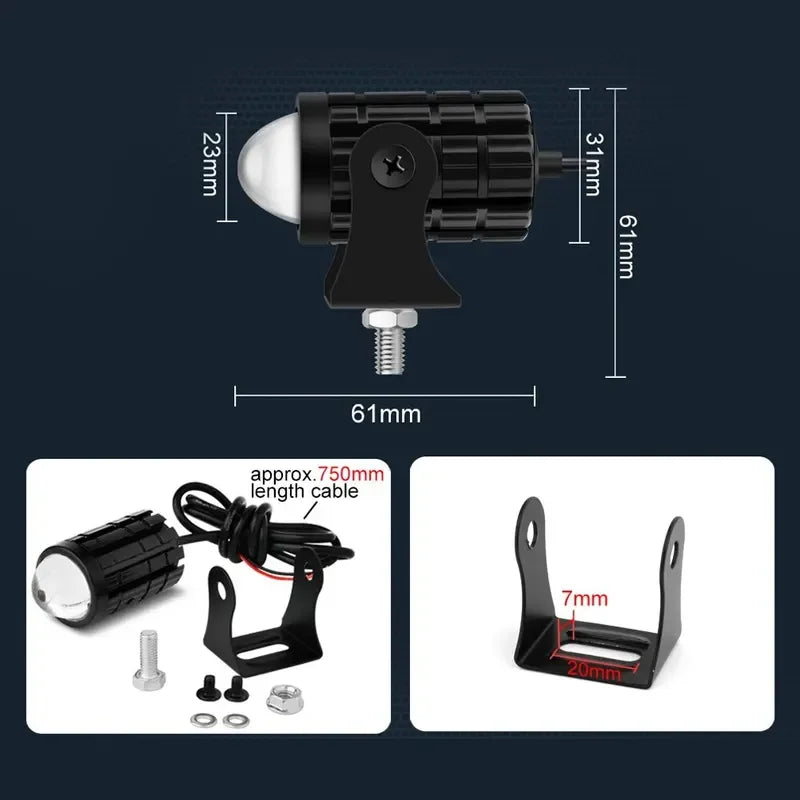 Farol LED para motocicleta com interruptor 2  peças, super brilhante.
