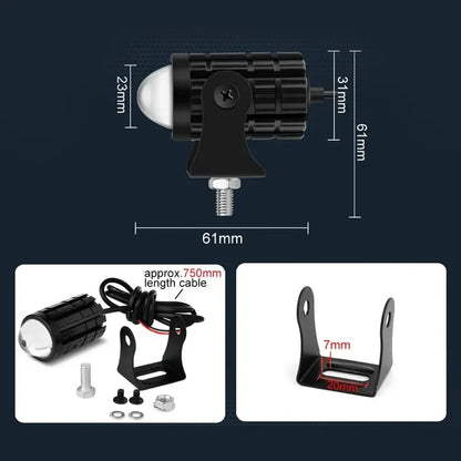 Farol LED para motocicleta com interruptor 2  peças, super brilhante.