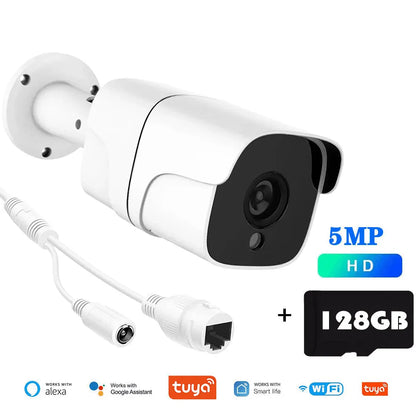 Câmera IP Tuya 5G Wifi 5MP, câmera de segurança externa tipo bala.