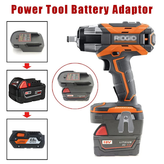 Adaptador de bateria para baterias de lítio Milwaukee de 18 V. Converte baterias Milwaukee em baterias de lítio.