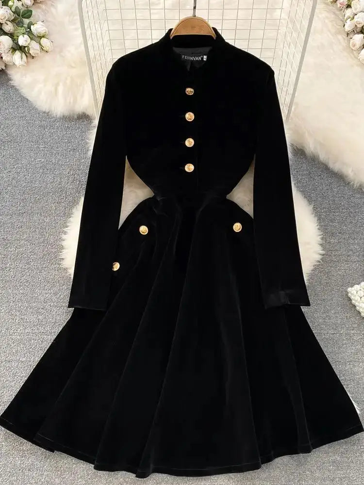 Vestido elegante ,preto, outono inverno