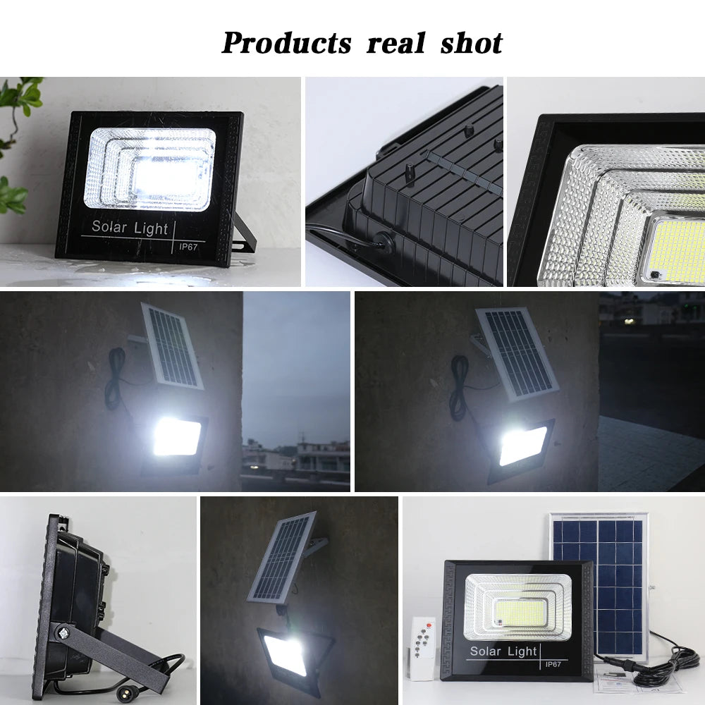 LED para áreas externas, refletores solares de 50 W, 100 W, 200 W, 300 W e 500 W.