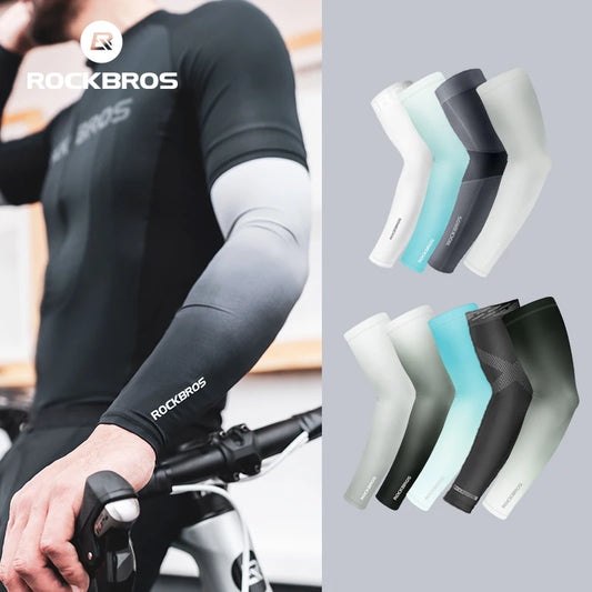 Mangas de braço ROCKBROS de seda para ciclismo, proteção solar