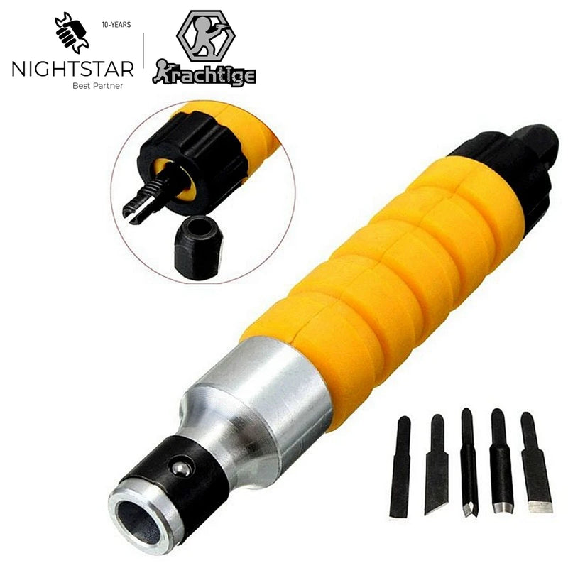 Conjunto de ferramentas para entalhe em madeira, cinzel elétrico + 5 pontas