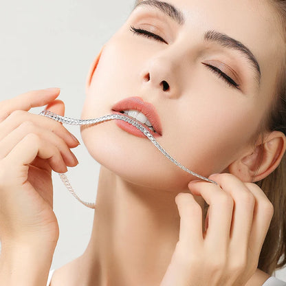 Colar de ouro 18K/prata com 6 mm de largura, corrente completa de 8/18/20/24 polegadas para mulheres e homens.