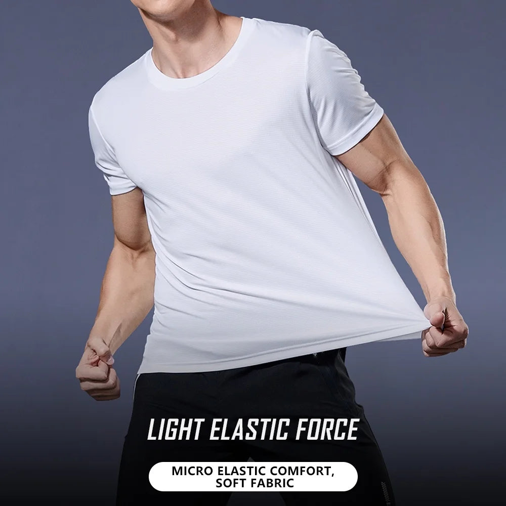 Camiseta masculina de manga curta, secagem rápida, para academia, corrida,