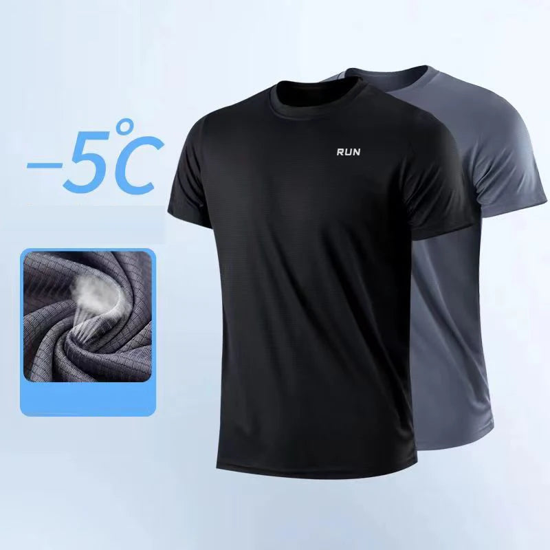 Camiseta masculina de manga curta, secagem rápida, para academia, corrida,