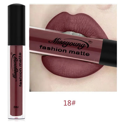 Batom Marrom Nude Chocolate Cor Batom Líquido Brilho Labial.