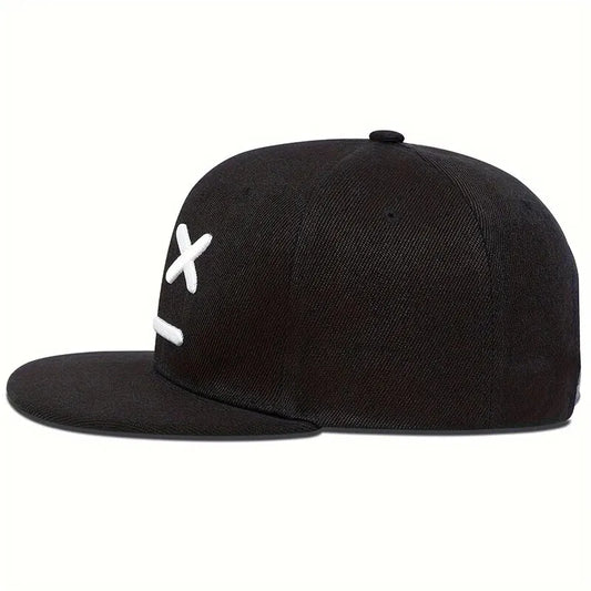 Boné de beisebol unissex XX com bordado de rosto sorridente, chapéu hip-hop ajustável para  protetor solar