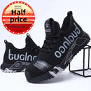 calçados de segurança com botão giratório para homens, anti-esmagamento