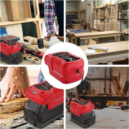 i carregador compacto de bateria portátil 100V-240V para Milwaukee, bateria de lítio de 18V.