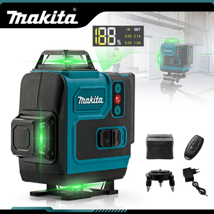 Nível a laser Makita com display de potência, 16 linhas horizontais e verticais.