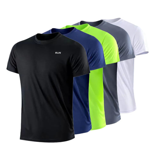 Camiseta masculina de manga curta, secagem rápida, para academia, corrida,