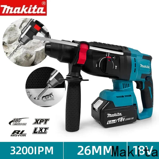 Martelo elétrico Makita Original 26 mm, bateria de lítio 18 V.