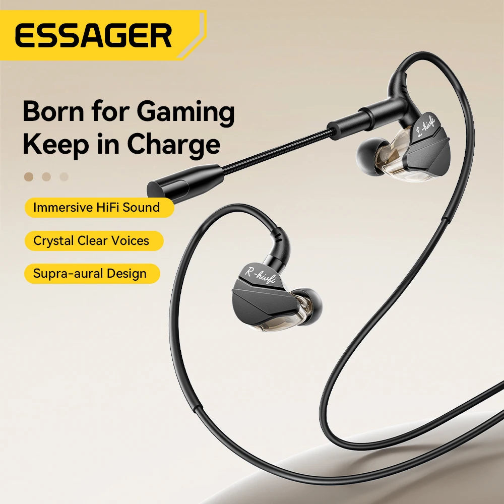 Fones de ouvido intra-auriculares,  Essager USB tipo C.