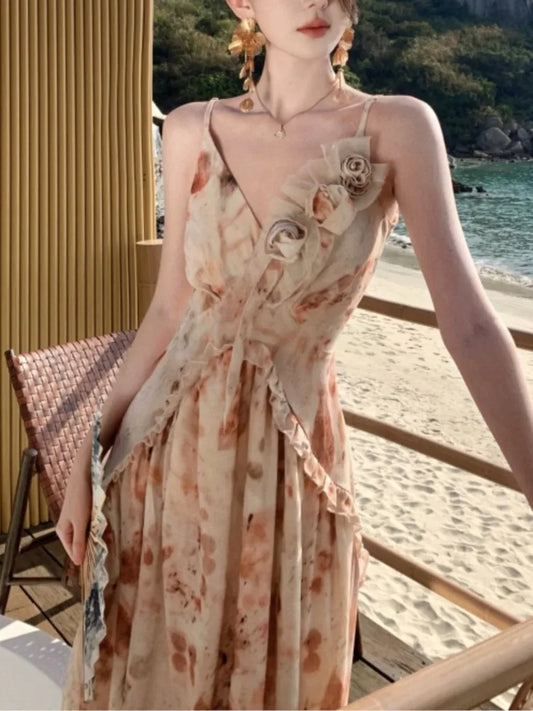Vestidos com estampa floral para mulheres vestido longo