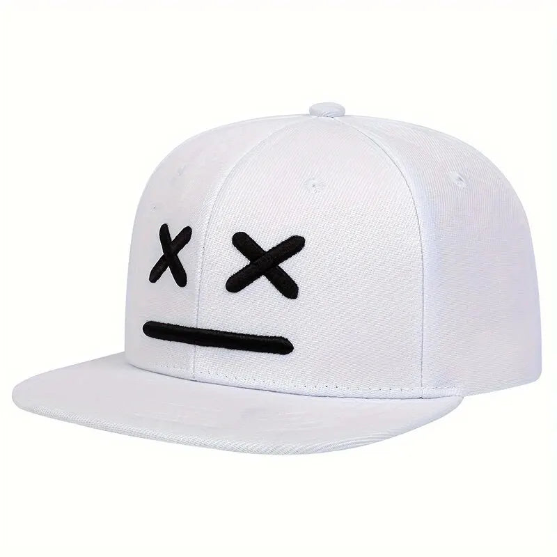 Boné de beisebol unissex XX com bordado de rosto sorridente, chapéu hip-hop ajustável para  protetor solar