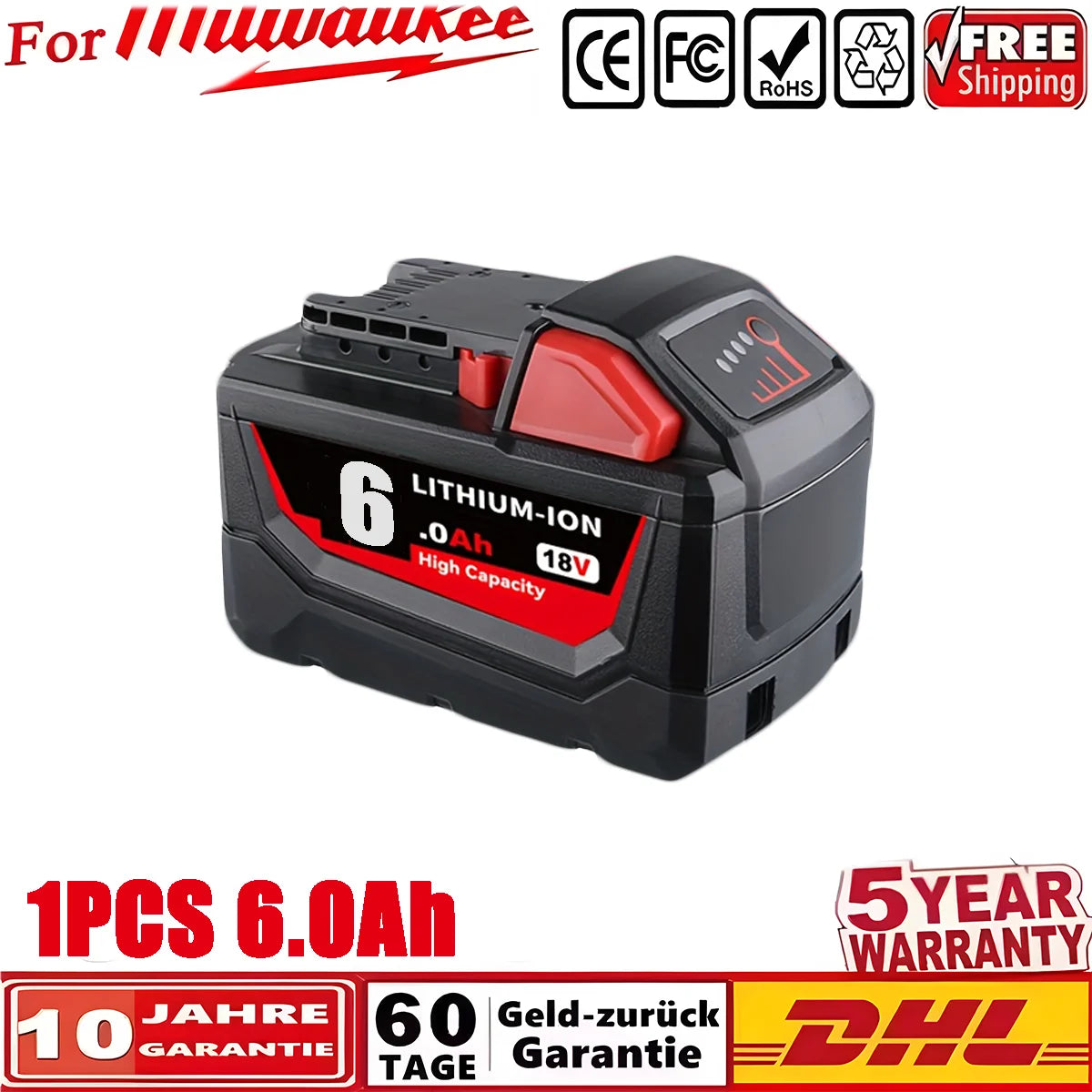 Bateria recarregável Milwaukee M18 12000mAh 18V.