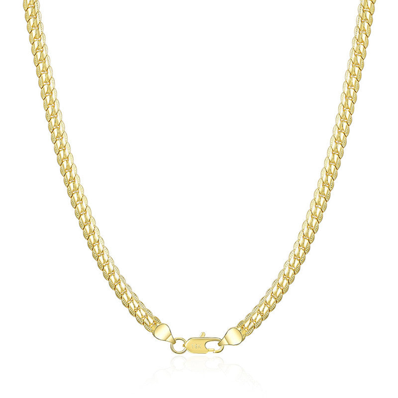 Colar de ouro 18K/prata com 6 mm de largura, corrente completa de 8/18/20/24 polegadas para mulheres e homens.