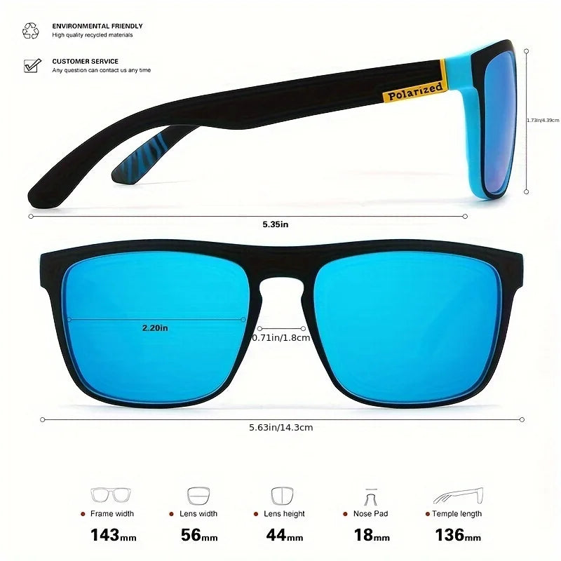 Óculos de sol polarizados quadrados vintage da moda, masculinos e femininos