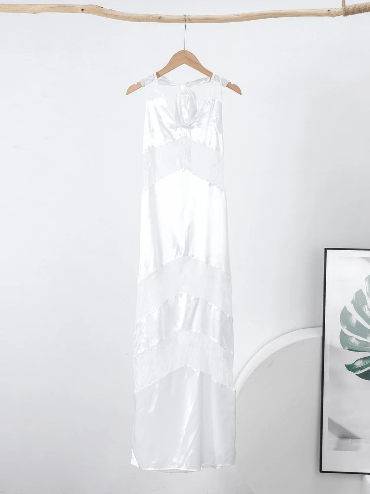 Vestido longo de renda com decote em V sexy, elegante, feminino,