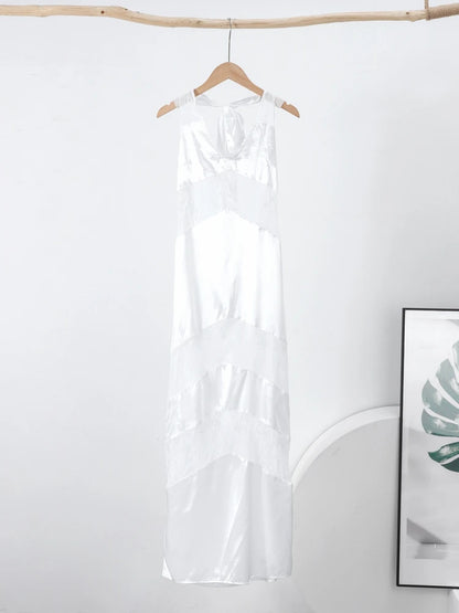 Vestido longo de renda com decote em V sexy, elegante, feminino,