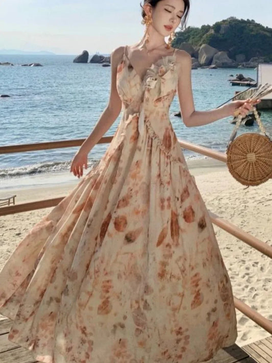 Vestidos com estampa floral para mulheres vestido longo