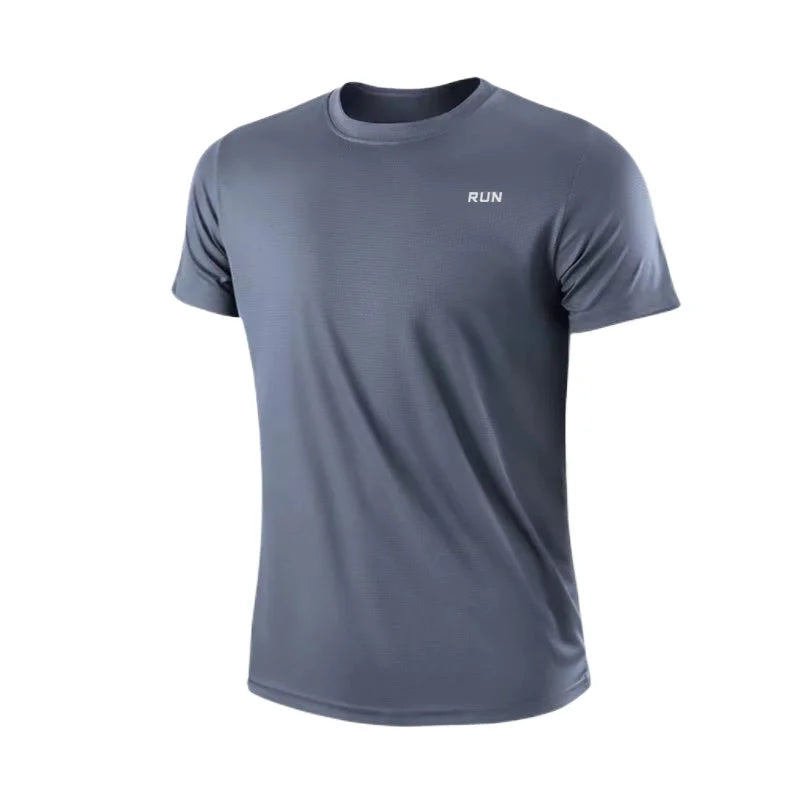Camiseta masculina de manga curta, secagem rápida, para academia, corrida,