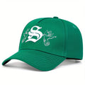 Boné de beisebol unissex com estampa de letra S bordada, estilo snapback,