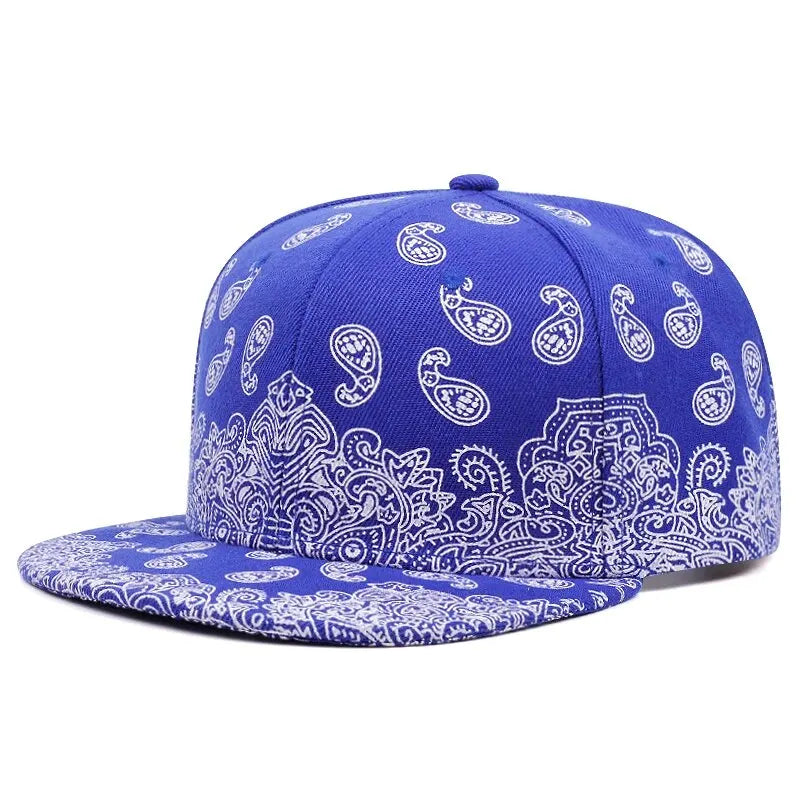 Boné snapback com estampa de flor de caju da Costa Oeste.