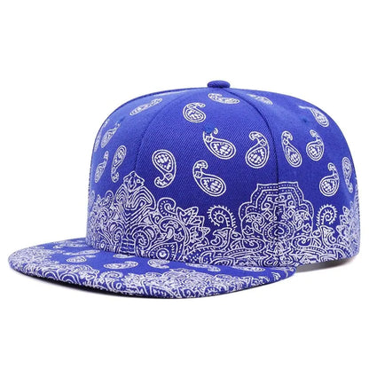 Boné snapback com estampa de flor de caju da Costa Oeste.