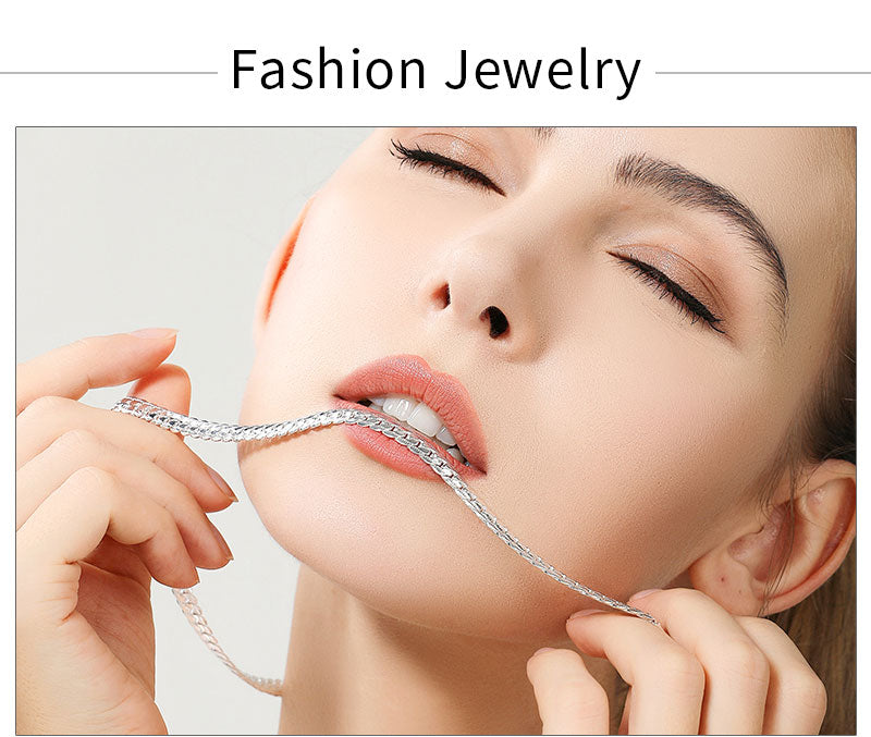 Colar de ouro 18K/prata com 6 mm de largura, corrente completa de 8/18/20/24 polegadas para mulheres e homens.