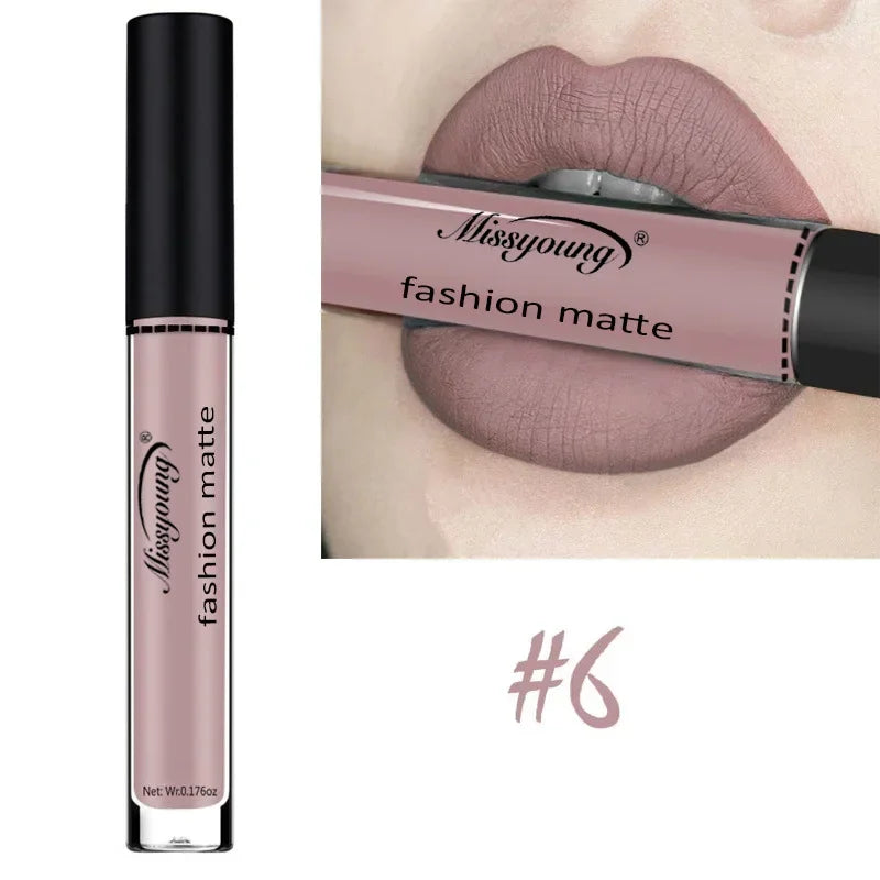 Batom Marrom Nude Chocolate Cor Batom Líquido Brilho Labial.