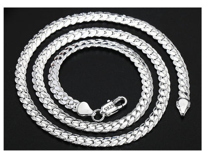 Colar de ouro 18K/prata com 6 mm de largura, corrente completa de 8/18/20/24 polegadas para mulheres e homens.