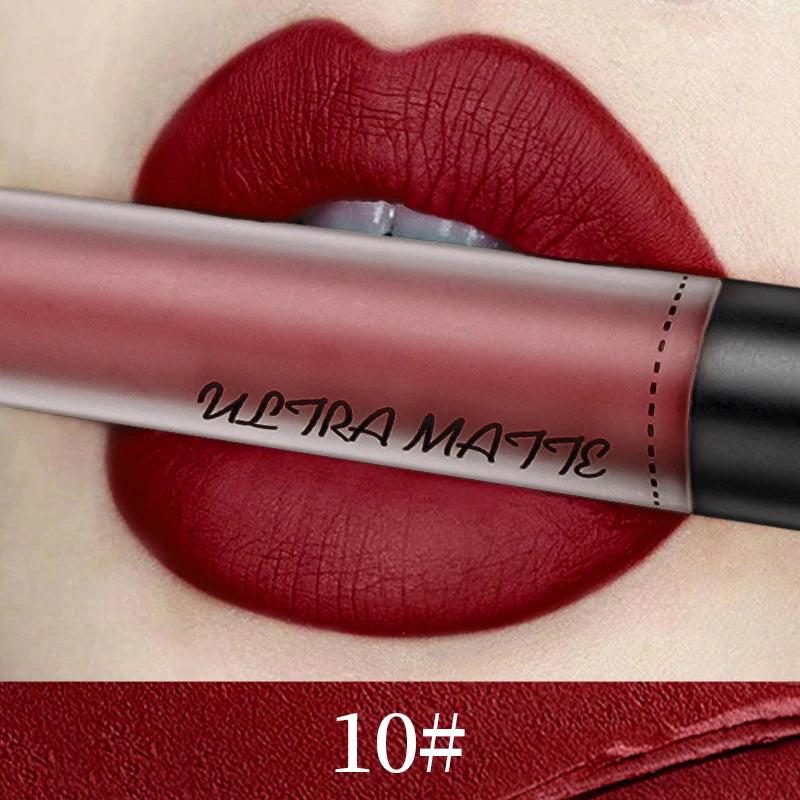 Batom Líquido À Prova D'água Batom Vermelho,Veludo Batom Marrom.