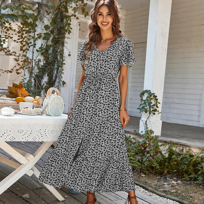 Vestidos florais vintage para mulheres, elegantes, soltos.