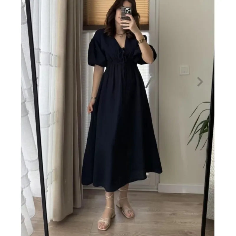 Vestidos elegantes para mulheres, moda vintage, vestido sexy, cor sólida.