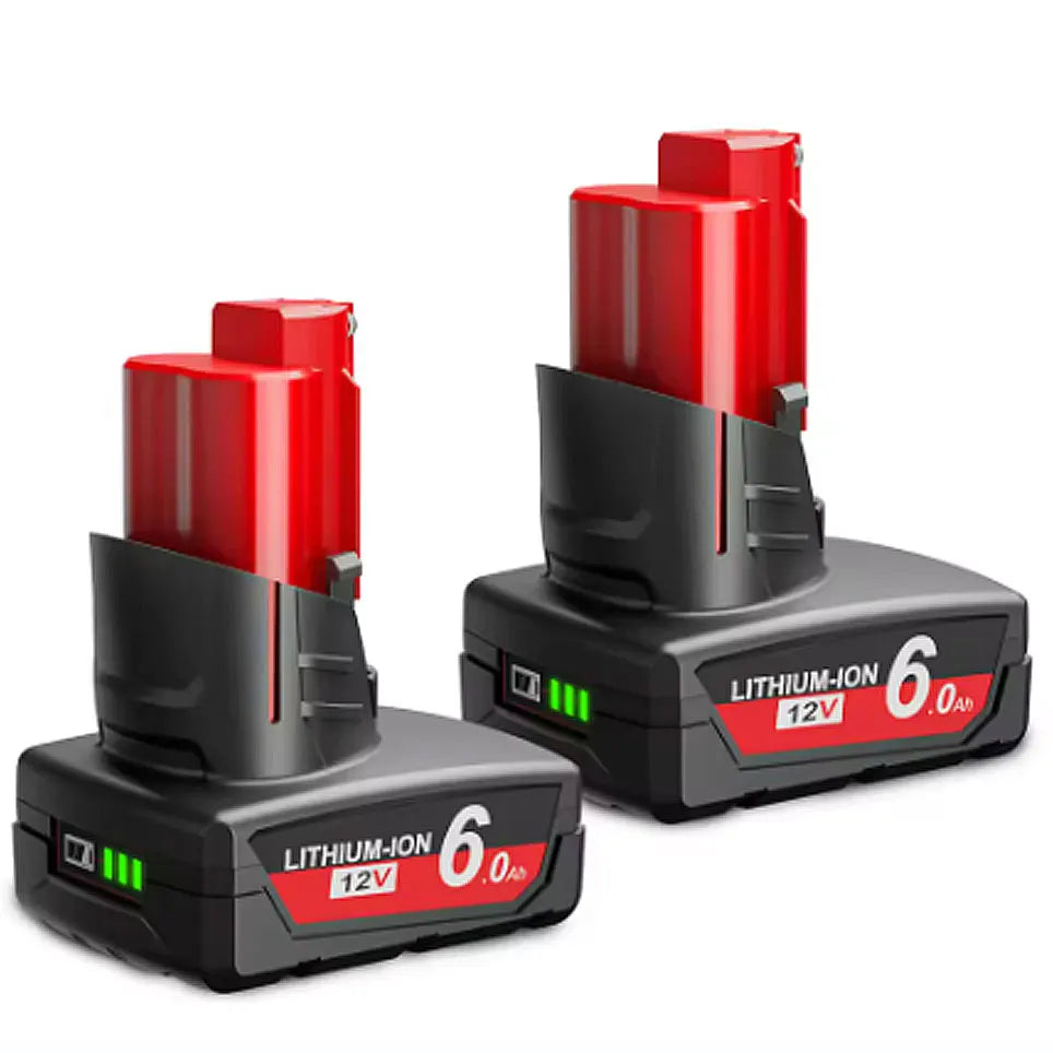bateria Milwaukee M12 de 6,0 Ah e 12 V com luz recarregável