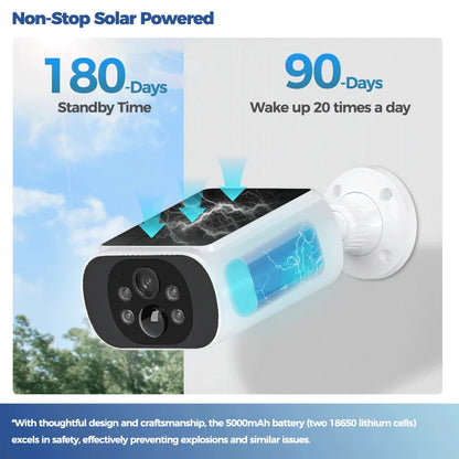 Câmera solar externa ALEVIO 2.5K sem fio, câmera com Wi-Fi.
