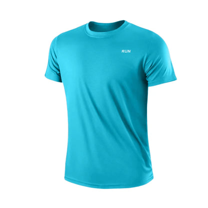 Camiseta masculina de manga curta, secagem rápida, para academia, corrida,