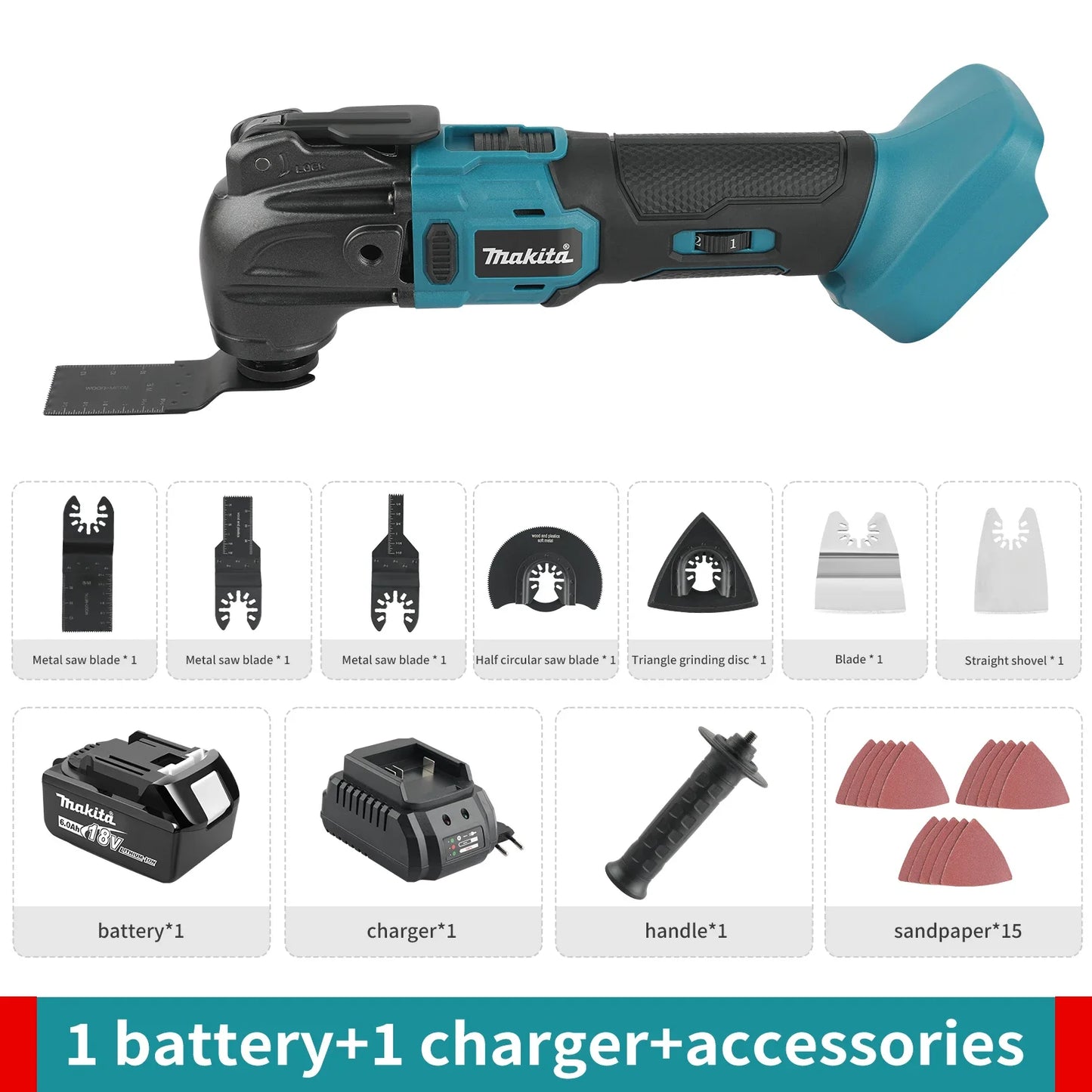 Makita Multi-Tool 18 V sem escovas e sem fio, máquina portátil potente.