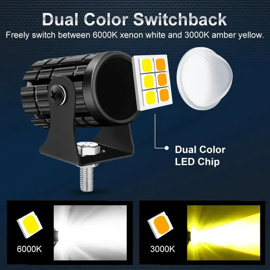 Farol LED para motocicleta com interruptor 2  peças, super brilhante.