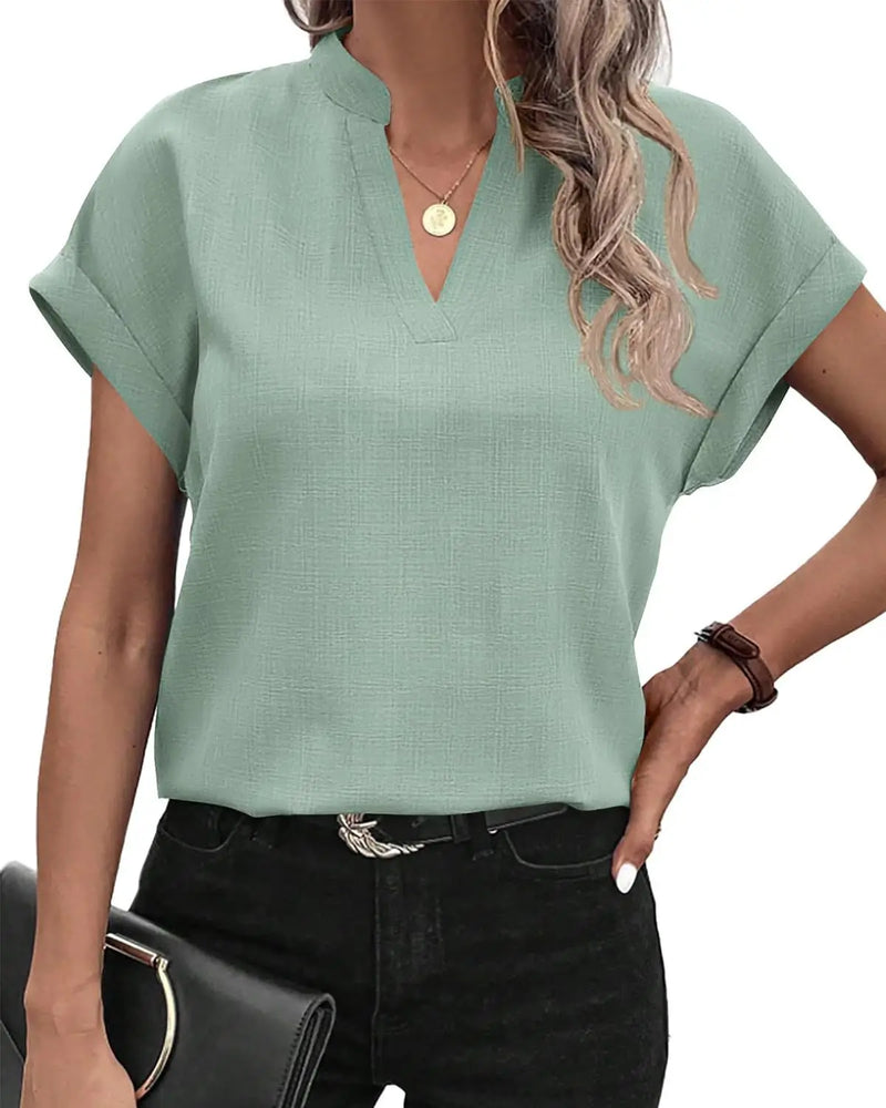 Blusa feminina camisa branca  com decote em v algodão.