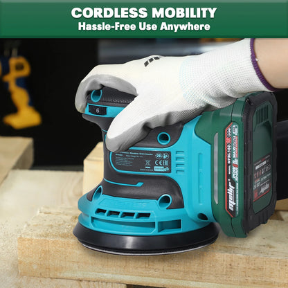 Lixadeira orbital sem fio Mellif 125 mm para Makita, bateria de 18 V.